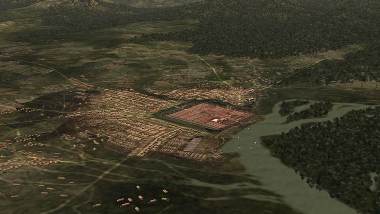 Aerial view of the Roman Vindobona, a military outpost on the banks of the Danube that eventually emerged as a trading center of central Europe