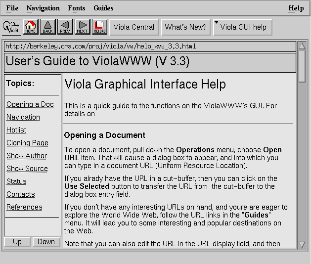 ViolaWWW Viola Home Page