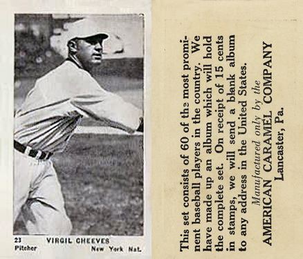 Virgil Cheeves 1927 American CaramelSeries of 60 Virgil Cheeves 23 Baseball Card