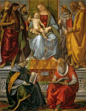 Virgin Enthroned with Saints (Signorelli) httpsuploadwikimediaorgwikipediacommonsthu