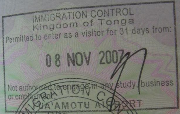 Visa policy of Tonga