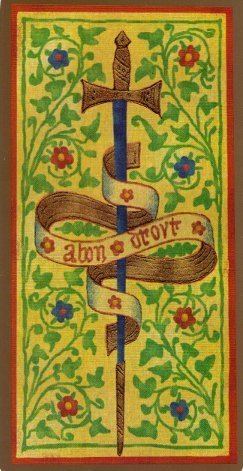 The Ace of Swords of Visconti-Sforza Tarot Cards.