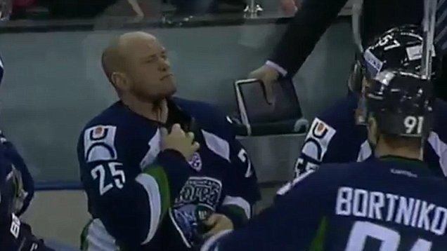 Vitali Sitnikov Russian ice hockey player Vitali Sitnikov has his throat slashed by