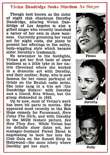 Vivian Dandridge People of Color in Classic Film Unsung of the Screen