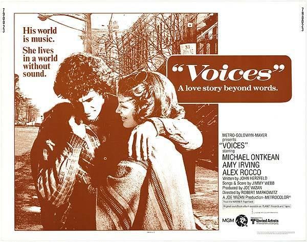 Michael Ontkean smiling while hugging Amy Irving in the poster of the 1979 film, Voices