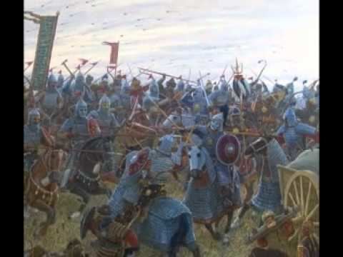 A battle between the Bulgars and Mongols. Mongol armies wear felt hats, long jackets with loose sleeves, and practical baggy trousers. While Bulgars wore a thick tunic, or “jack,” iron gauntlets and arm splints, and a helmet to protect their head and the same goes for their battle horses.