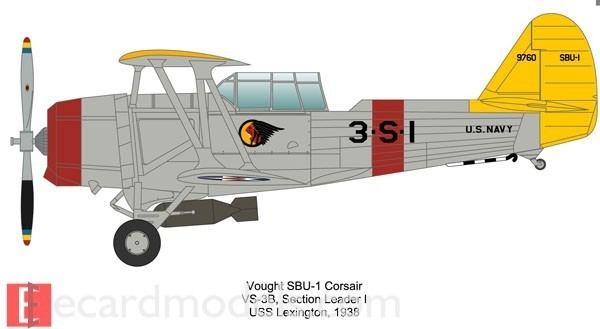 Vought SBU Corsair 48 Vought SBU1 Corsair VS3B Section 1 Leader Paper Model