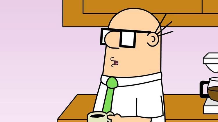 Comic strip and cartoon art featuring Wally holding a cup of coffee, wearing eyeglasses, white long sleeves, and a green tie.