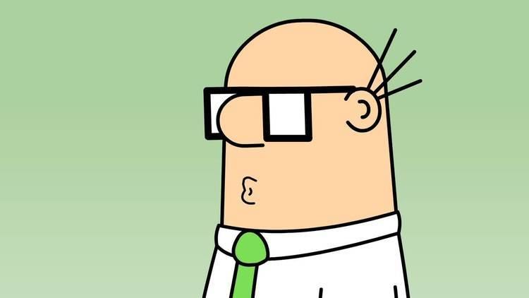 Comic strip and cartoon art featuring Wally, wearing eyeglasses, white long sleeves, and a green tie.