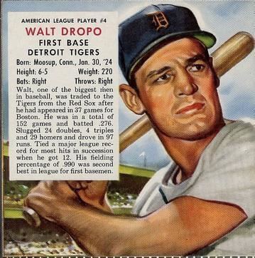 Walt Dropo Dropos amazing 12 hits in a row remain a baseball record