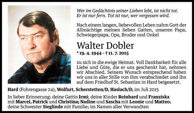 Walter Dobler Walter Dobler Todesanzeige VN Todesanzeigen