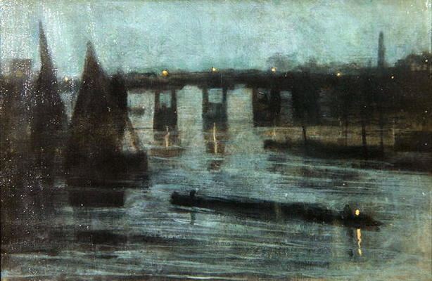 Walter Greaves (artist) Nocturne Old Battersea Bridge 1885 oi Walter Greaves