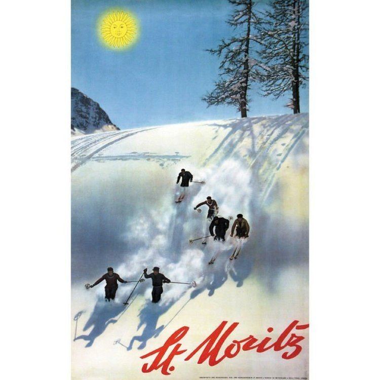 Walter Herdeg Original 39St MoritzDownhill Skiers39 poster by W Herdeg