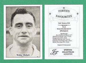 Walter Rickett JF SPORTING FORTIES FAVOURITE FOOTBALLER CARD WALTER RICKETT OF