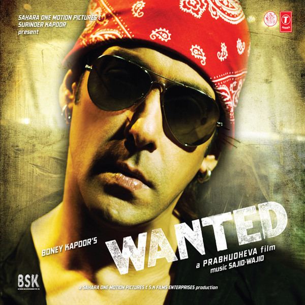 Salman Khan wearing black shades and red bandana in the movie poster of Wanted (2009 film)