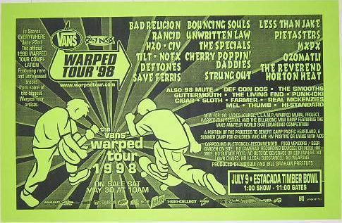 Warped Tour 1998 ConcertPosterArtcom Warped Tour 1998 Bad Religion Deftones MXPX