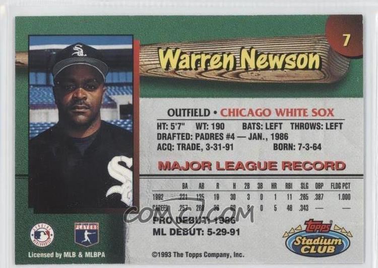 Warren Newson 1993 Topps Stadium Club Teams Chicago White Sox 7 Warren Newson