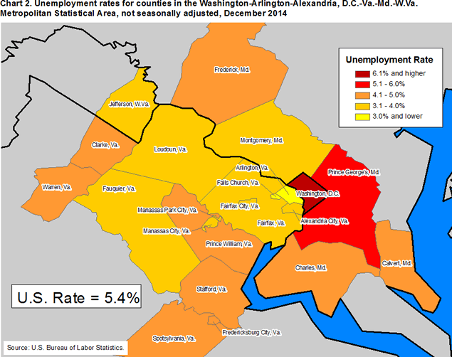 Washington metropolitan area Unemployment in the Washington Area by County December 2014 Mid
