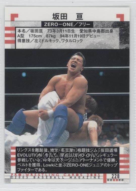 Wataru Sakata 2003 BBM Pro Wrestling Base 228 Wataru Sakata COMC Card