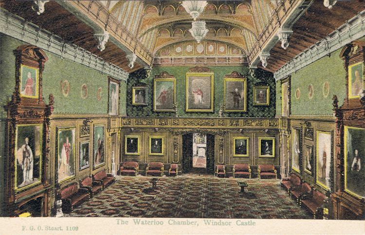 Waterloo Chamber Edwardian postcard by FGO Stuart of Waterloo Chamber Windsor Castle