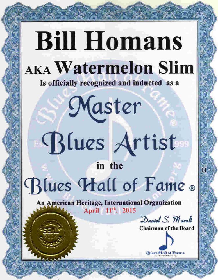 Watermelon Slim Mississippi Blues Hall of Fame inducted Blues Artists include