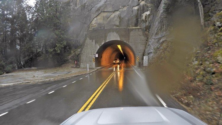 Wawona Tunnel Yosemite Towing a Travel Trailer Through Wawona Tunnel Into