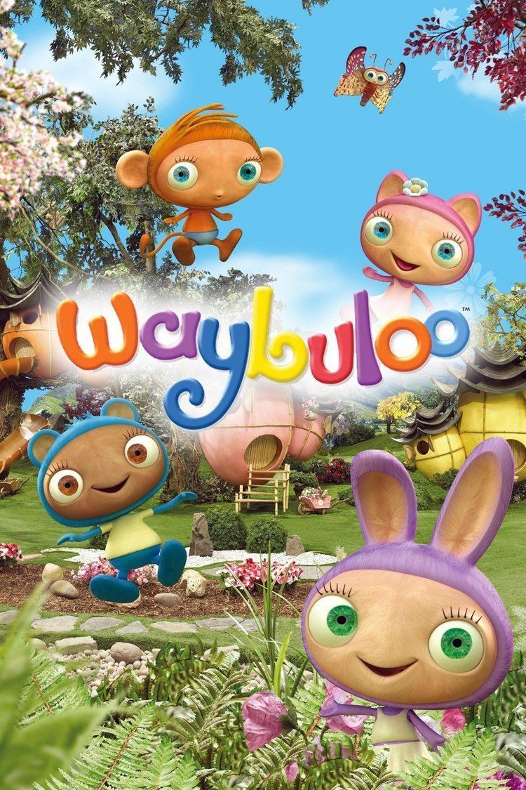 The Piplings: Nok Tok (blue bear), Yojojo (orange monkey), De Li (pink cat), and Lau Lau (purple rabbit) from the 2009 tv series Waybuloo