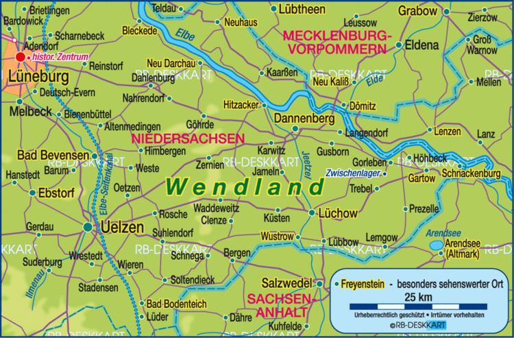 Wendland Map of Wendland Germany Lower Saxony Map in the Atlas of the
