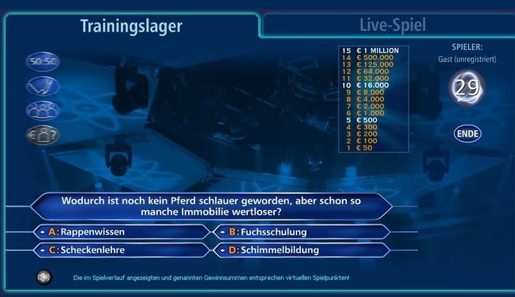 Wer wird Millionär? (German game show) Wer wird Millionr spielen kostenlos online zum JauchQuiz 15