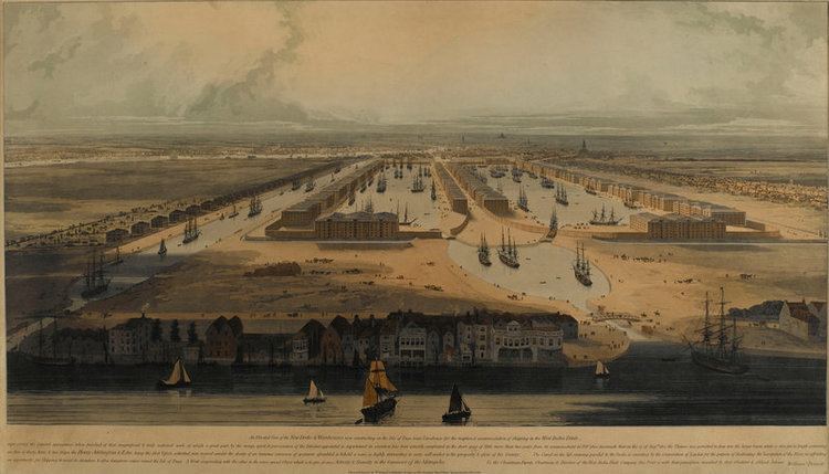 West India Docks An elevated view of the West India Docks William Daniell Royal