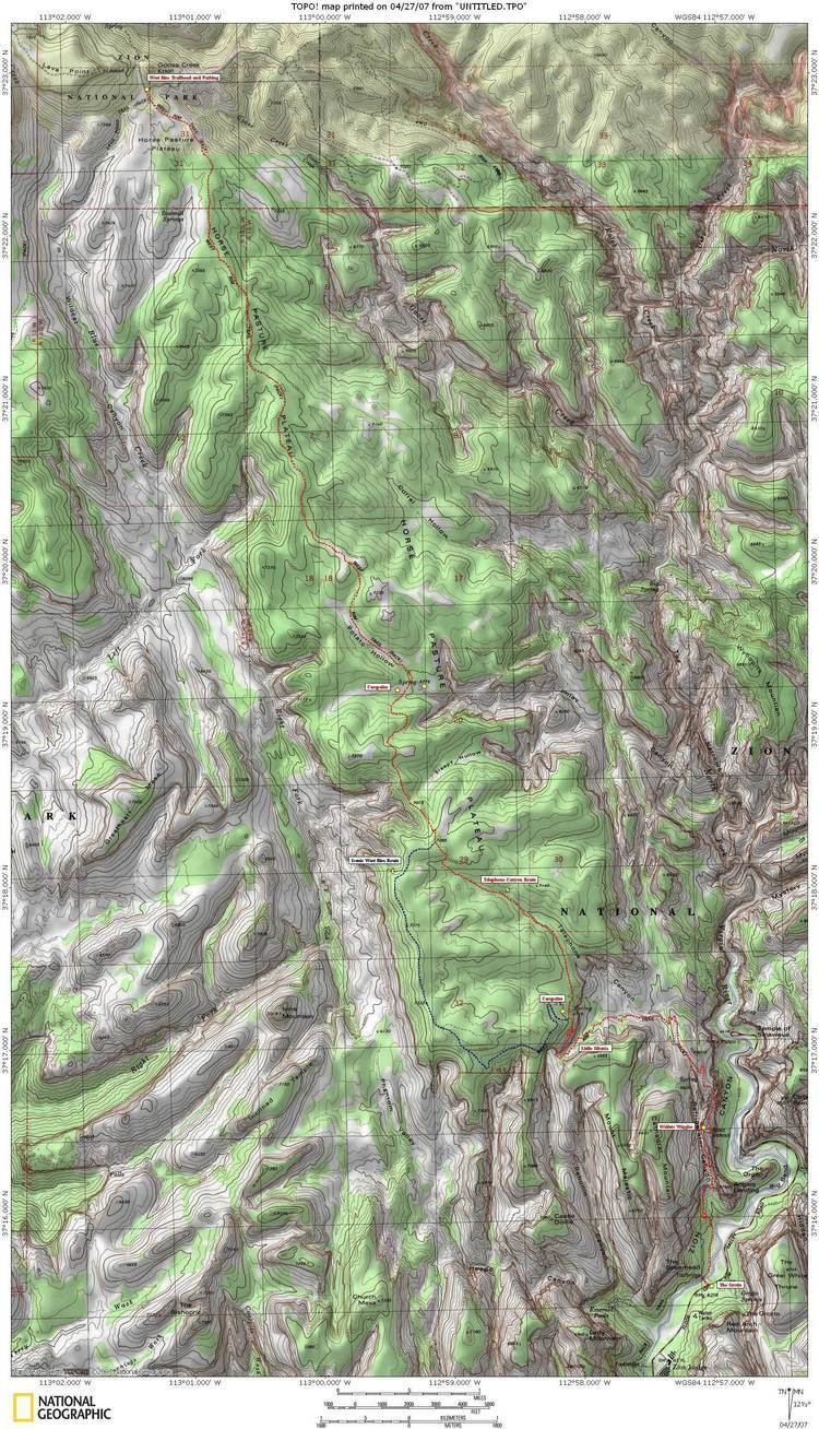 West Rim Trail Zion39s West Rim Trail Map