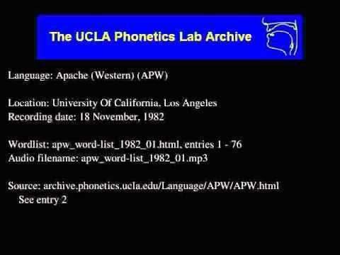 Western Apache language Western Apache audio apwwordlist198201 YouTube