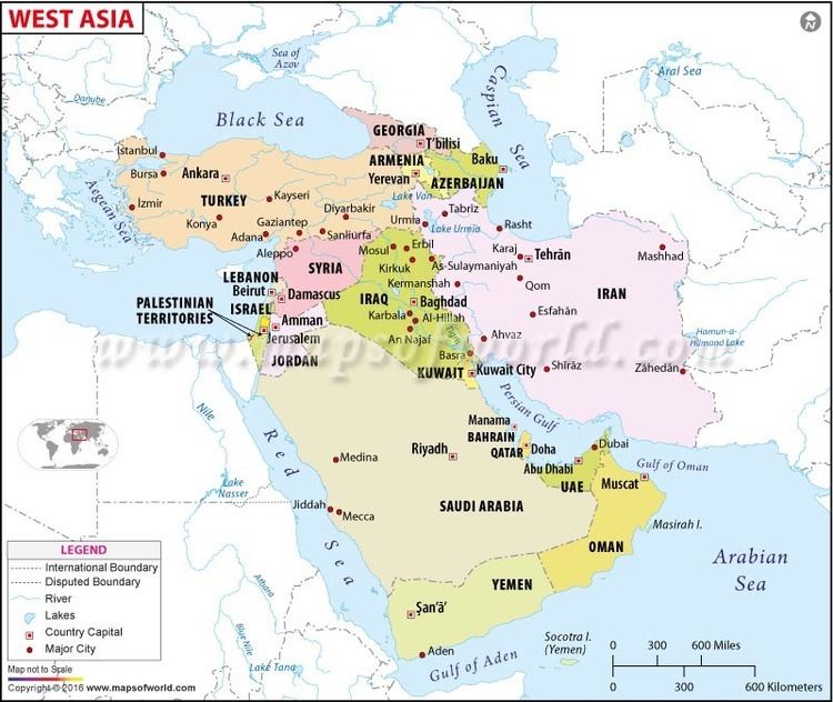 Western Asia Map of Western Asia Map of Countries in Western Asia