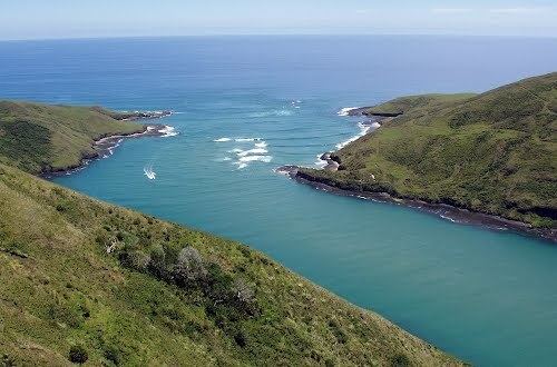 Whangape Harbour Entrance to Whangape Harbour from Golden Stairs New Zealand