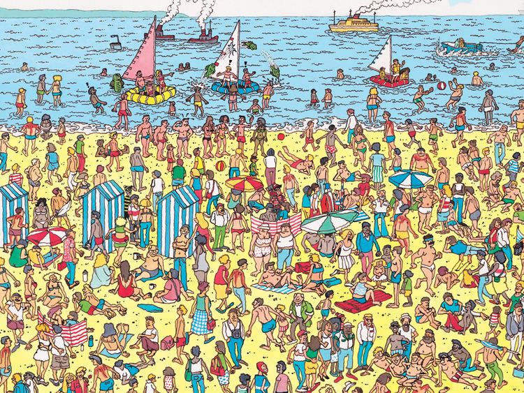 Finding Wally at the beach in the midst of the crowd
