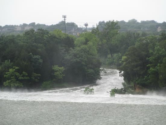 White Rock Creek Water cascading down to the swollen White Rock Creek from the top of