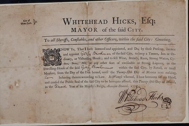 Whitehead Hicks iGavel Auctions Document Liquor License signed by Whitehead Hicks