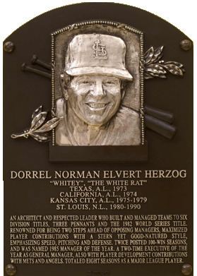 Whitey Herzog Herzog Whitey Baseball Hall of Fame
