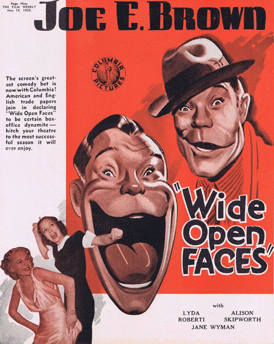 WIDE OPEN FACES 1938 Joe E Brown Movie Trade Ad