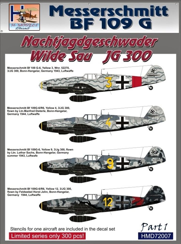 Wilde Sau 172 Decals Bf 109G JG 300 Wilde Sau Part 1