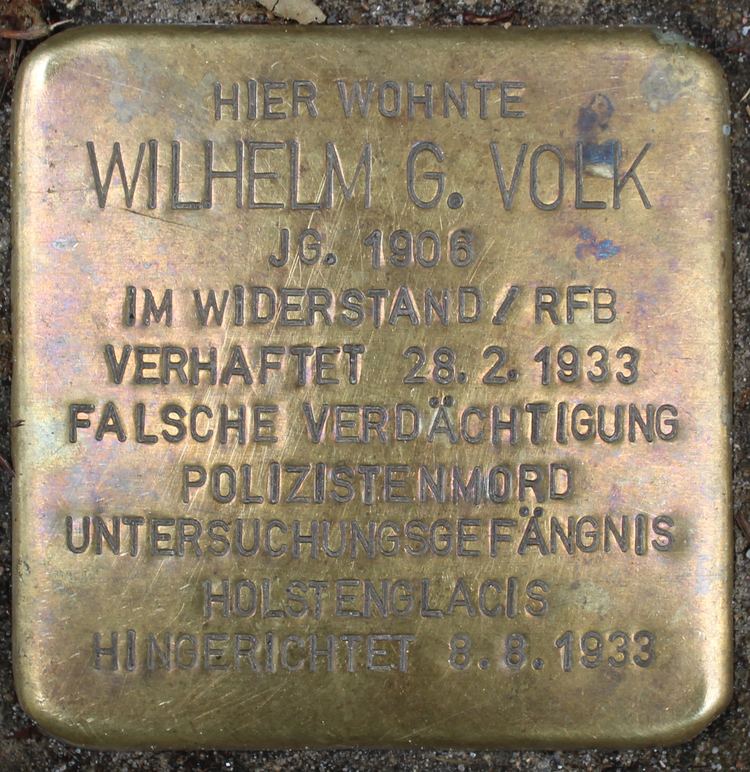 Wilhelm Volk FileStolperstein Rademachergang 15 Wilhelm Volk in Hamburg
