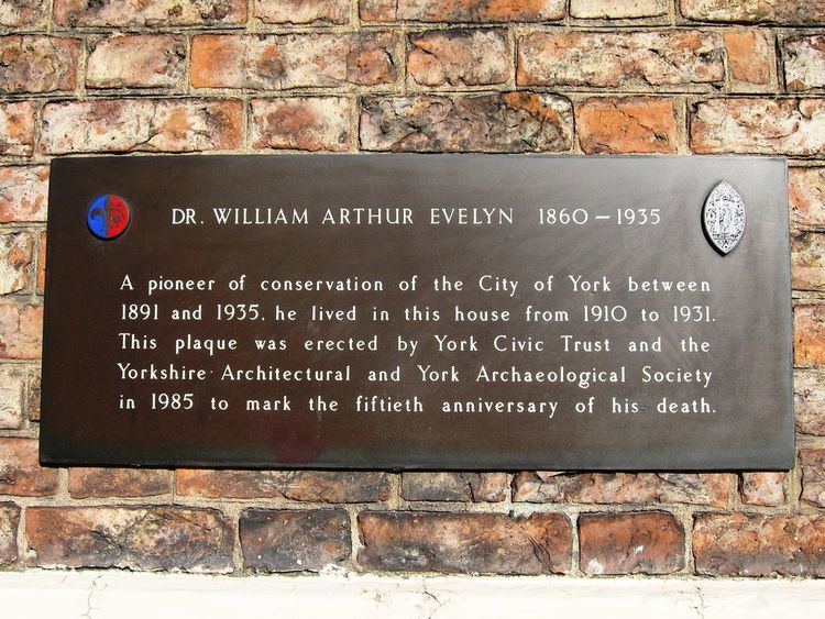 William Arthur Evelyn William Arthur Evelyn bronze plaque in York Blue Plaque Places