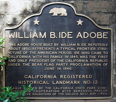 William B. Ide California Historical Landmark 12 Ide Adobe Plaque in Tehama County