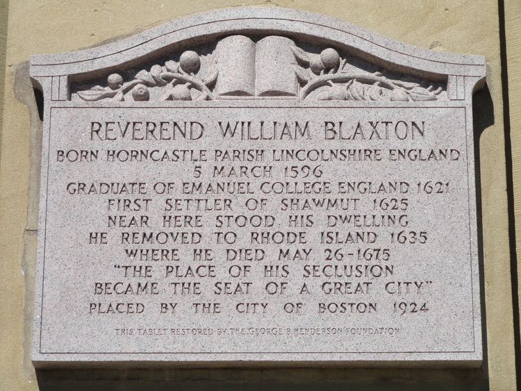 William Blaxton FileReverend William Blaxton plaque Boston MA DSC00183JPG