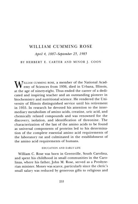 William Cumming Rose William Cumming Rose Biographical Memoirs V68 The National