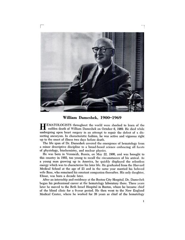 William Dameshek William Dameshek 19001969 Blood Journal
