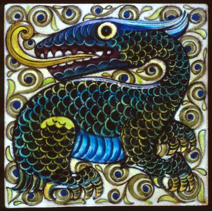 William De Morgan Tile with dragon design by William De Morgan amp Co by
