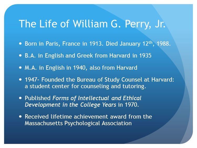 William G. Perry Forms of Intellectual and Ethical Development in the College Years
