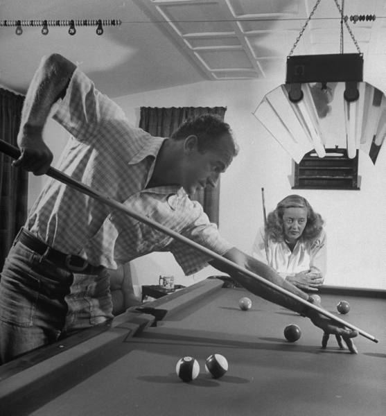 William Grant Sherry playing billiards with her wife Bette Davis