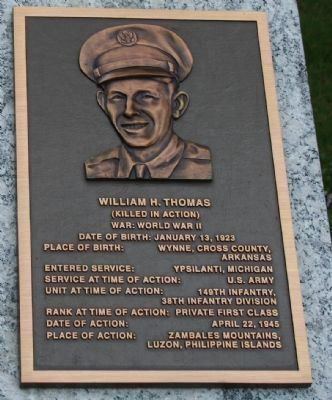 William H. Thomas (Medal of Honor) PFC WILLIAM H THOMAS MEDAL OF HONOR WAR MEMORIAL PLAQUE National
